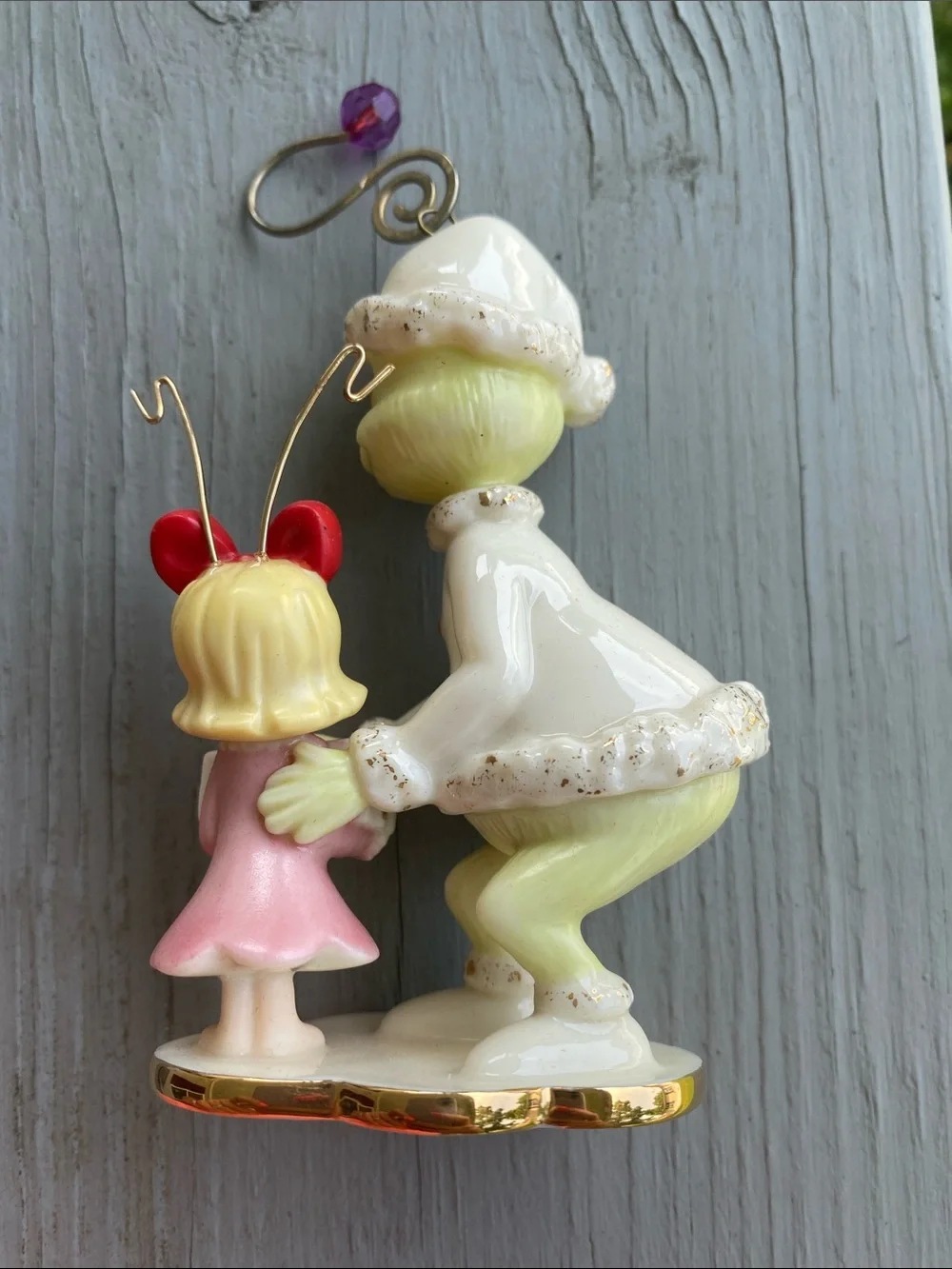 Lenox Grinch & Cindy Lou Who Ornament in White, Green, Pink & Red